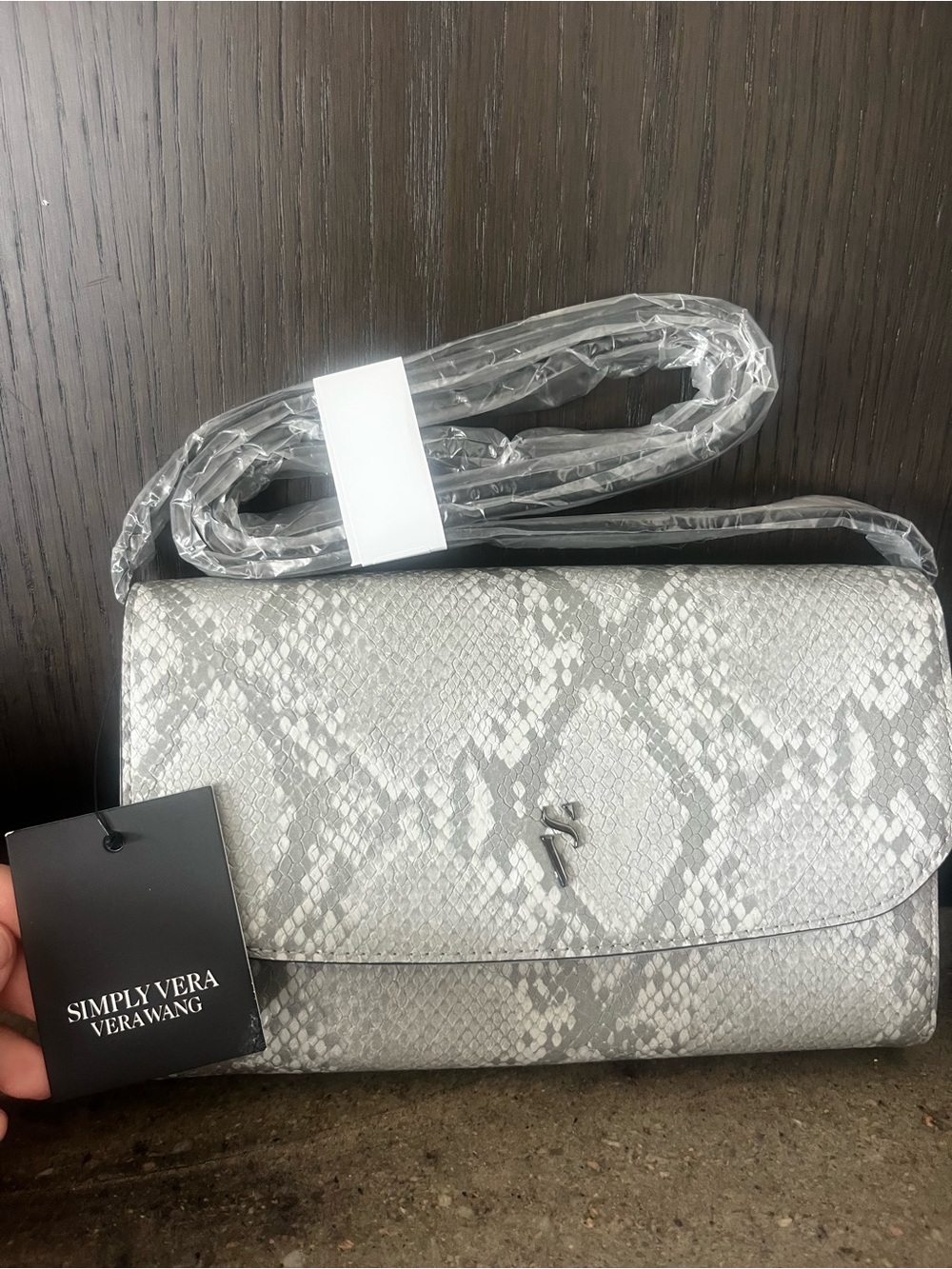 Simply Vera Vera Wang Silver Snake-Print Crossbody Bag